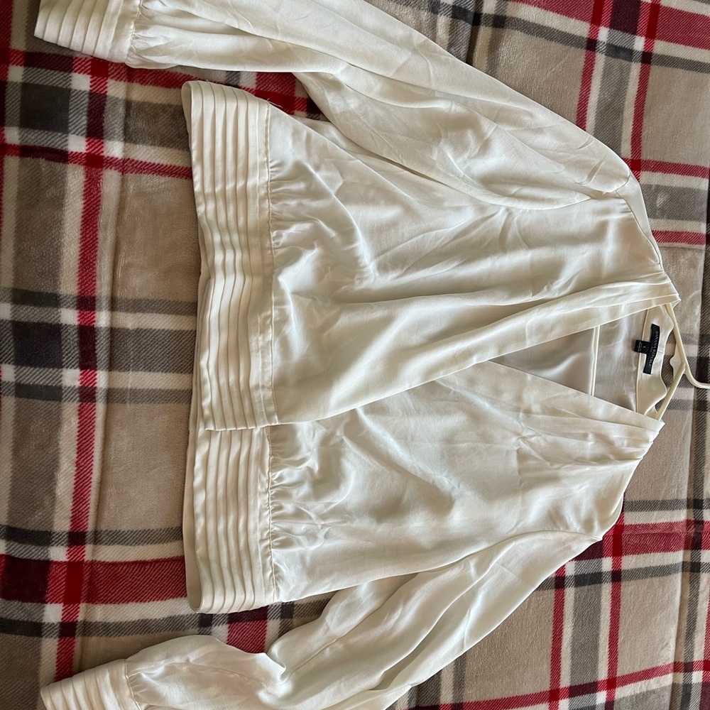 Banana Republic Factory Ivory Satin Wrap-Style Blouse